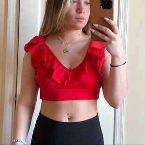 Red flow crop top